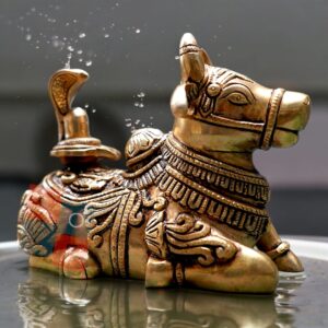 finely crafted Brass Nandi with Shivling Idol | 7 inch